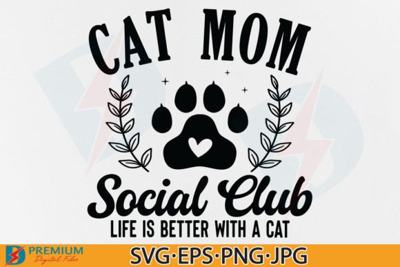Cat Mom SVG Retro Design for T-Shirt Graphics