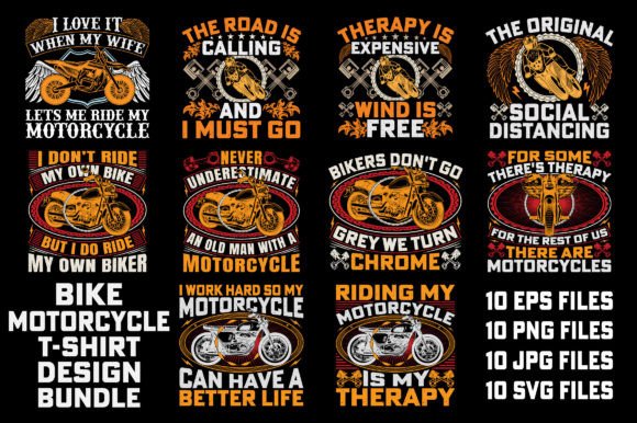 Motorcycle T-Shirt Design Bundle for Local Brands