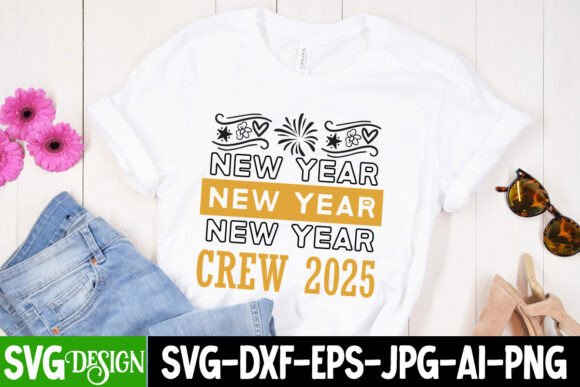 New Year Crew 2025 SVG Design for T-Shirt Graphics