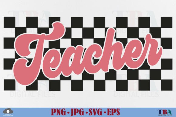 Retro Teacher Checkered SVG PNG Design for T-Shirt Graphics