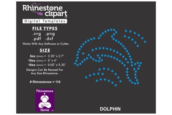 Rhinestone Template Design DOLPHIN 5 for T-Shirt Graphics