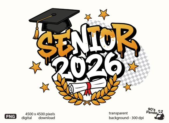 Senior 2026 Sublimation Design Png for Graphics & T-Shirts