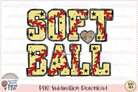 Softball Grunge Retro Lettered Design for Graphics & T-Shirt Designs